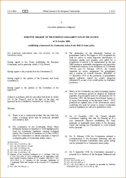 Directive 2000 60 EC on water