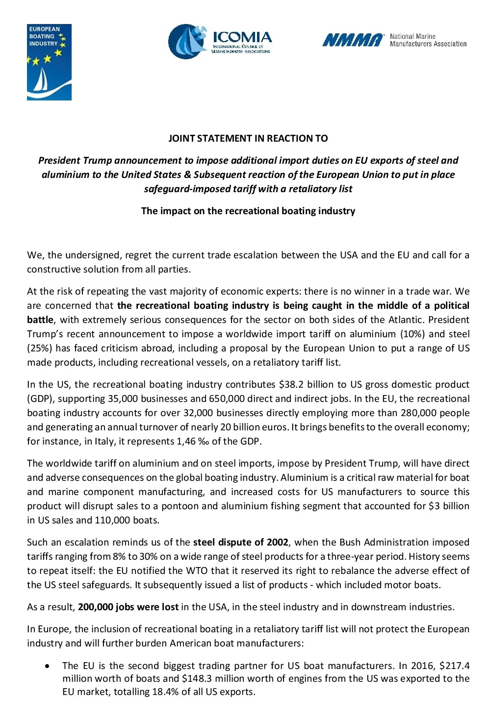 Joint Statement EBI NMMA ICOMIA 001 small